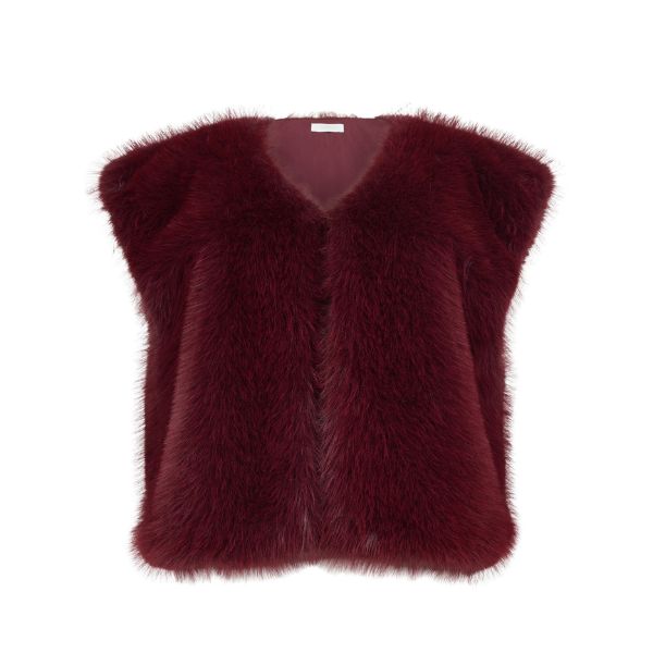 Kunstpels vest - Bordeaux - NOEN