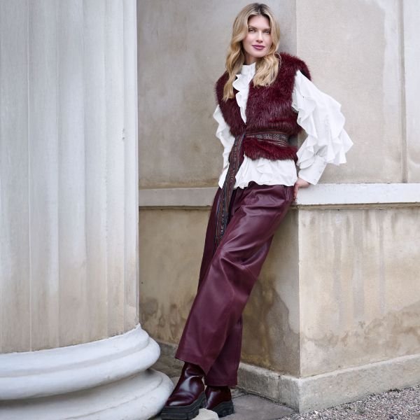 Kunstpels vest - Bordeaux - NOEN