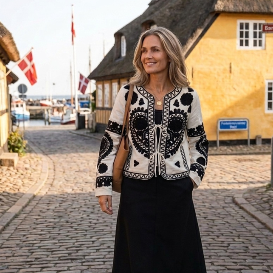 Jakke m. broderi - Hvid - Qnuz 
