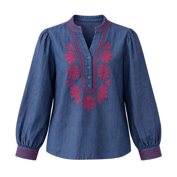 Jenny denim skjorte - Blooming red - By Lund