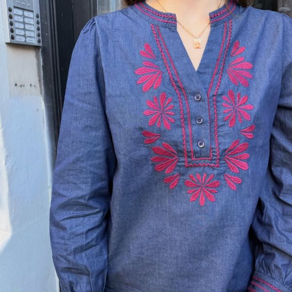 Jenny denim skjorte - Blooming red - By Lund