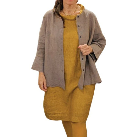 Tamar hørkjole - Mustard - GR Nature