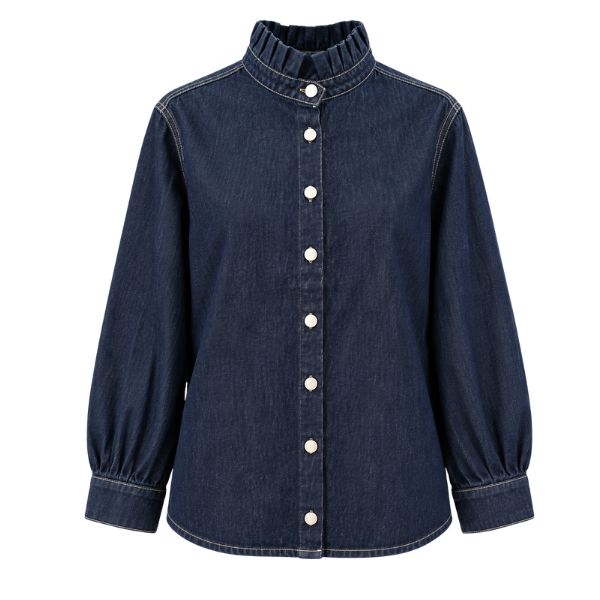 Jeans skjorte-jakke - Dark blue - By Lund