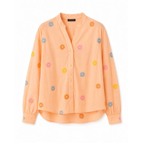 Blomster skjorte - Peach - Qnuz
