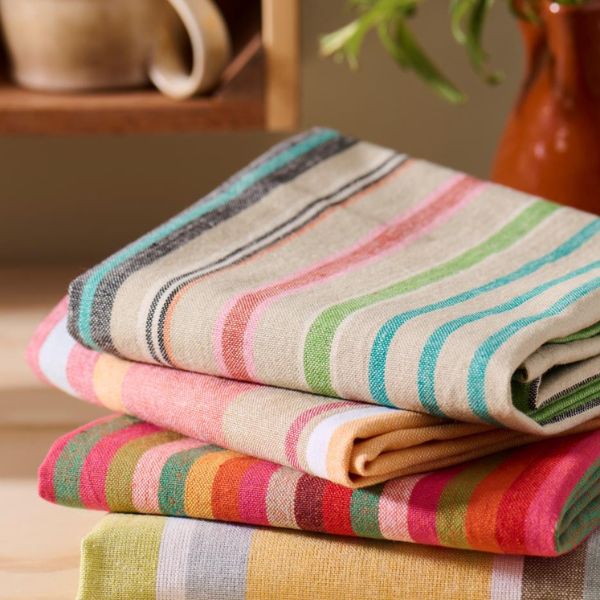 Viskestykke - Multifarvede striber - Orange - Ib laursen