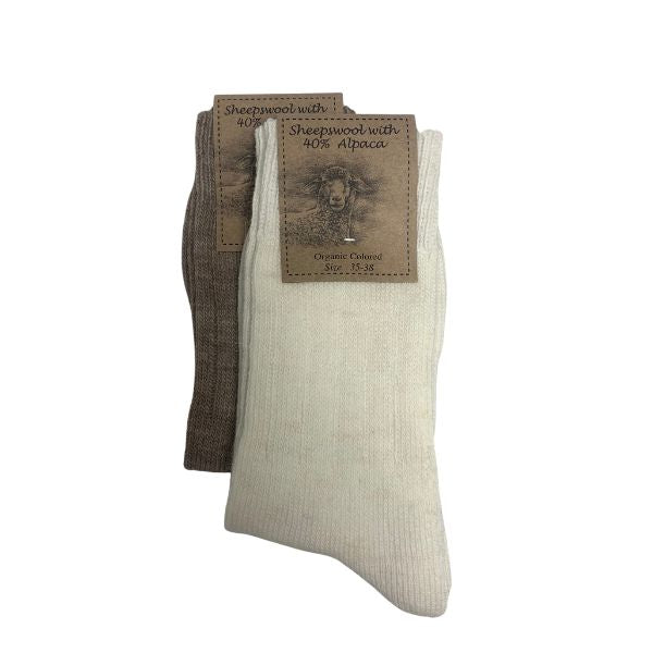 Alpaca sokker - Creme/brun - Clemente