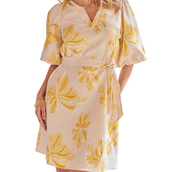 Kjole - Gule blomster - Smashed Lemon