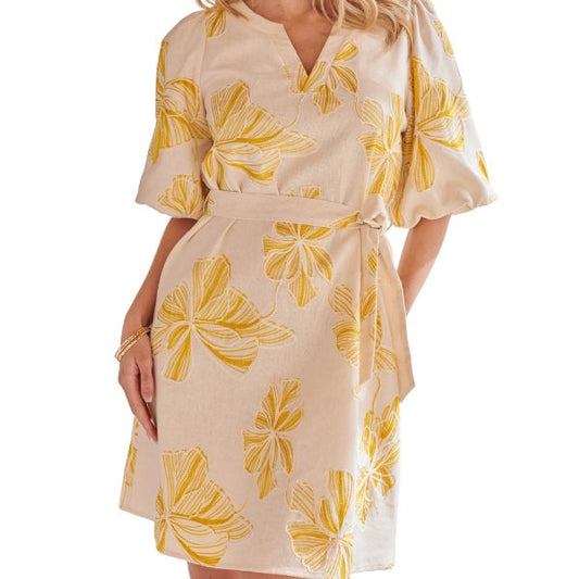 Kjole - Gule blomster - Smashed Lemon