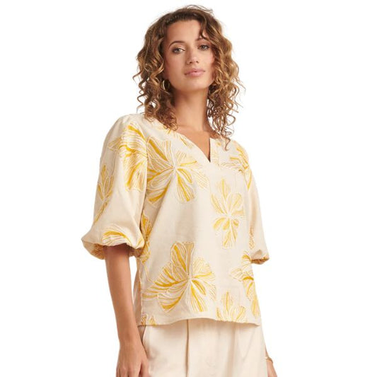 Bluse - Gule blomster - Smashed Lemon