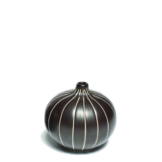 Bari vase - Lille - Sortbrun m. furer - Lindform