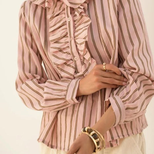 Maggie bluse m. flæser - Rose - Lecoco 