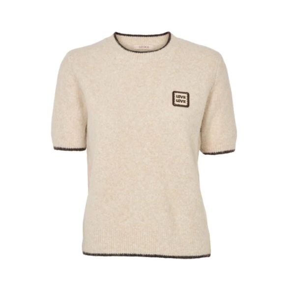 Caroline kortærmet strik - Off white - Lecoco