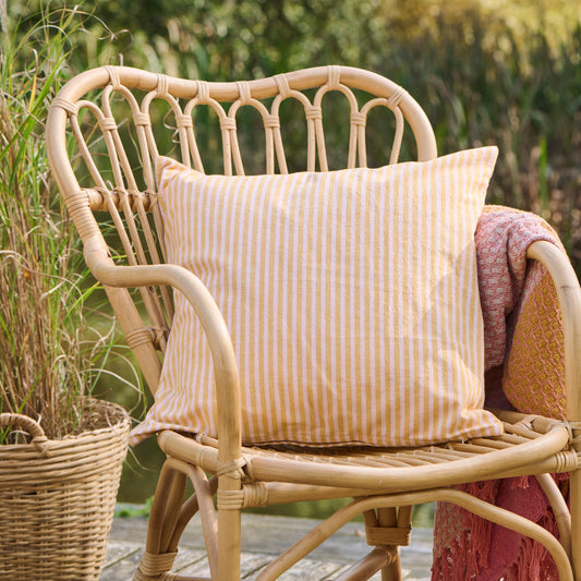 Pudebetræk 50*50 Linea - Mustard/lyserøde striber - Ib Laursen