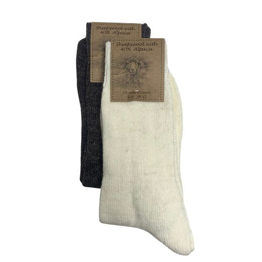 Alpaca sokker - Creme/mørkebrun - Clemente