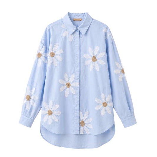 Skjorte - Skyblue flower - Boho Love