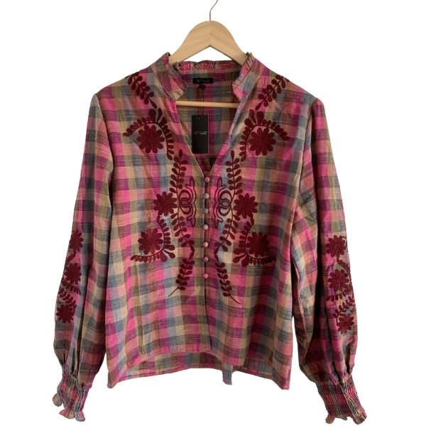 Skakternet skjorte - Burgundy - Qnuz