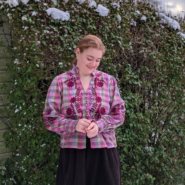 Skakternet skjorte - Burgundy - Qnuz