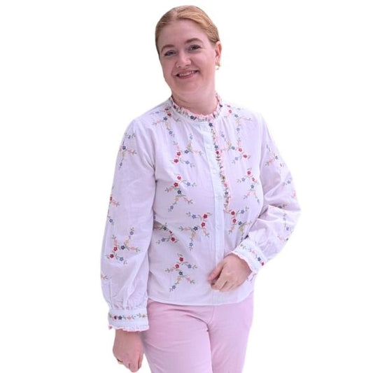 Lenea skjorte m. blomster - Hvid - Lecoco