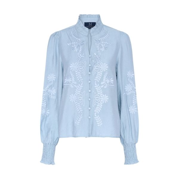 Vanessa broderi skjorte - Soft blue - Marc Lauge