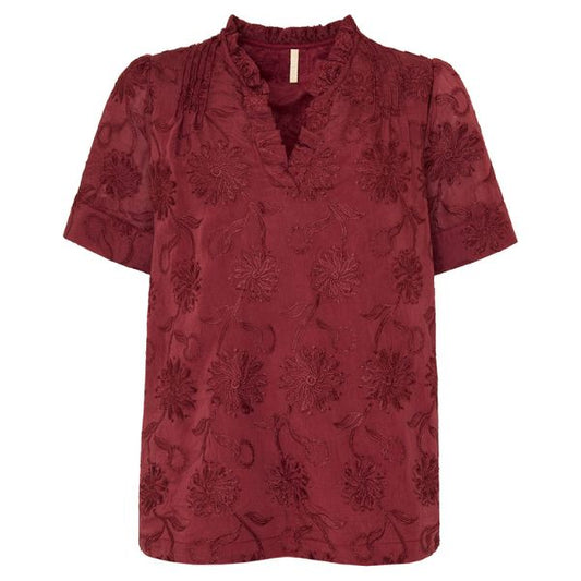 Netty bluse - Bordeaux blomster - Ofelia