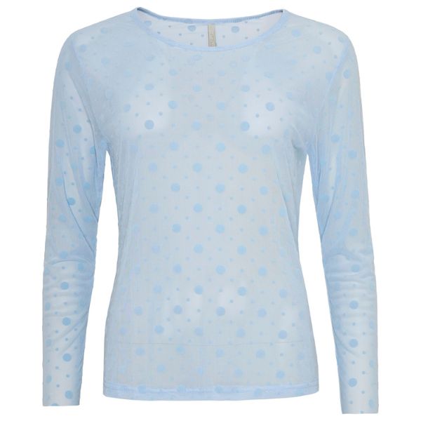 Gitte mesh bluse - Lyseblå m. prikker - Ofelia