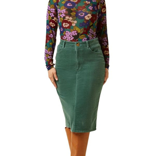 Prisca Skirt Fløjl - Matcha green - King Louie