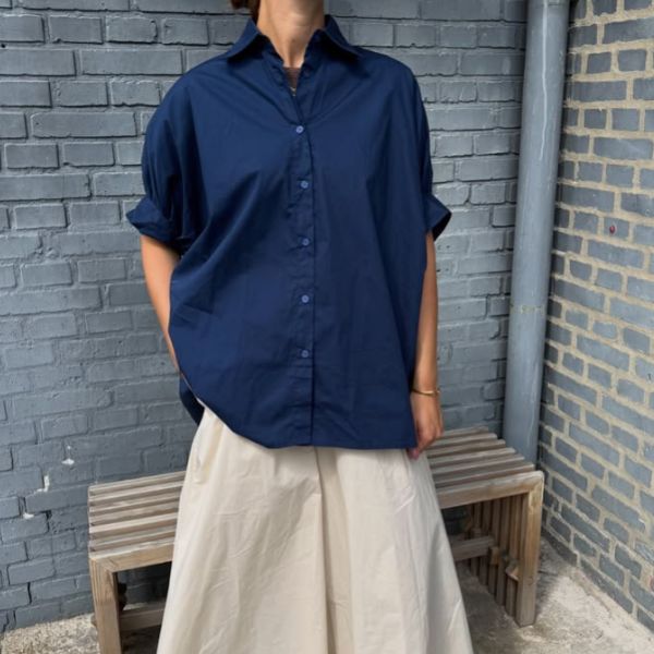 Alina oversize skjorte - Navy - By Lund