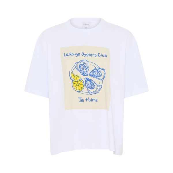 T-Shirt - Oyster print hvid - La Róuge
