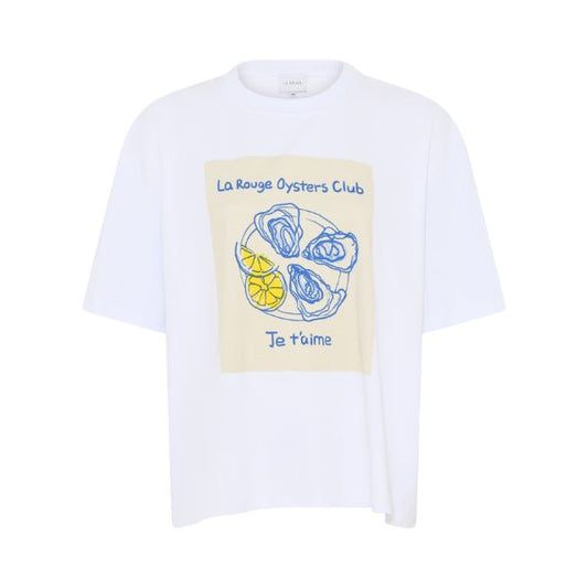 T-Shirt - Oyster print hvid - La Róuge