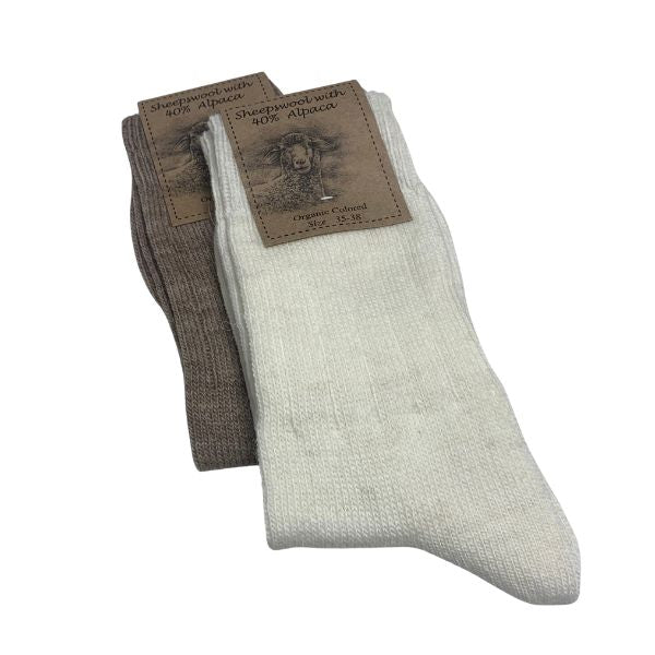 Alpaca sokker - Creme/brun - Clemente