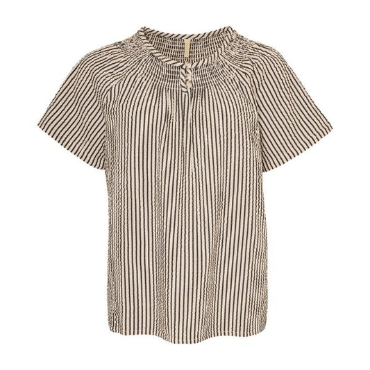 Anja bluse - Sand striber - Ofelia