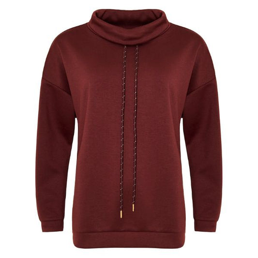 Rimel bluse - Høj hals - Bordeaux - Ofelia