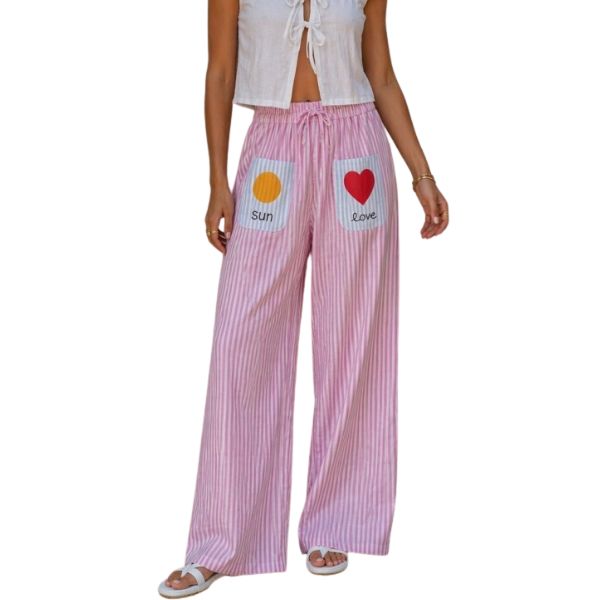 Bukser sun/love - rosa striber - Qnuz