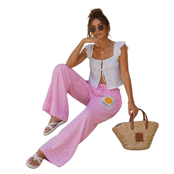 Bukser sun/love - rosa striber - Qnuz
