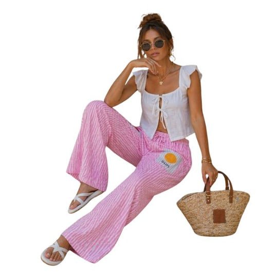 Bukser sun/love - rosa striber - Qnuz