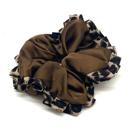 Mega scrunchie Brun leopard