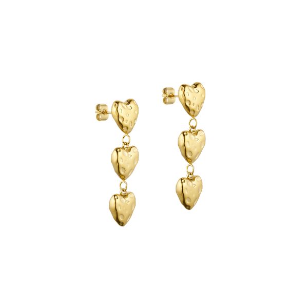 Rustic heart øreringe - Guldbelagt - Wolff Jewelry