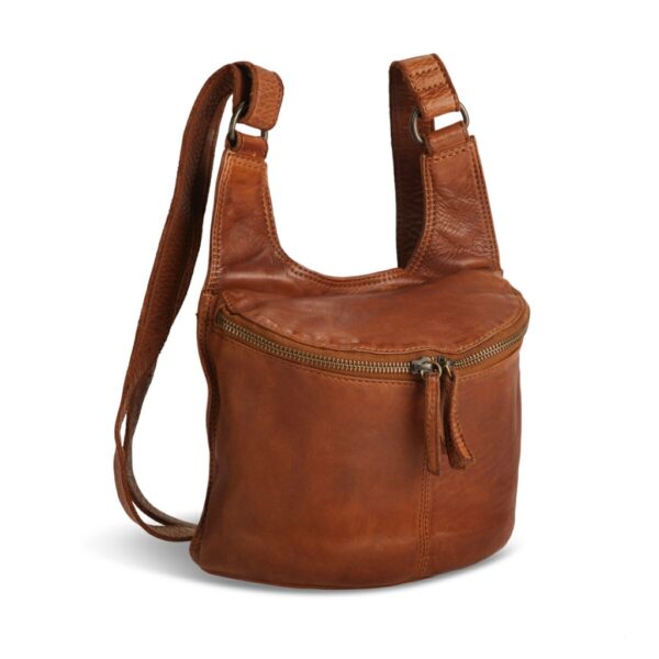 Pia Ries Crossbody cognac med lynlås i front