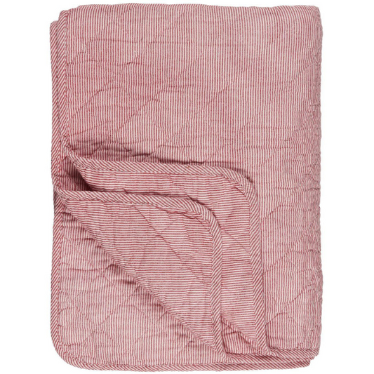 Quilt - Hvide/røde mælkedrengsstriber - Ib Laursen