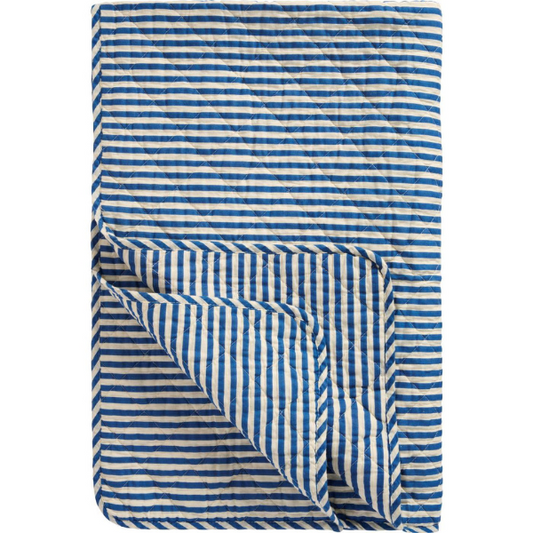 Quilt - Hvide/blå striber - Ib Laursen