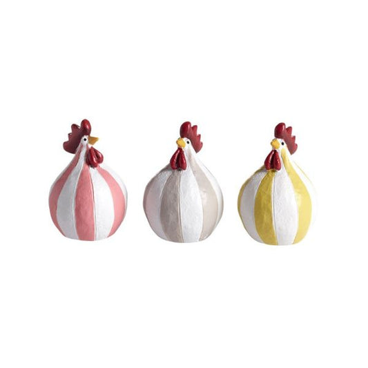 3-pak høns m. striber - 5,2 cm - Nääsgränsgården