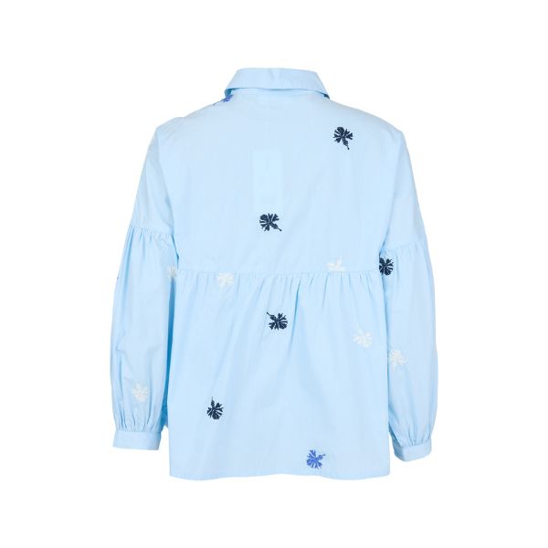 Skjorte m. broderi - Bleg blå - NOEN