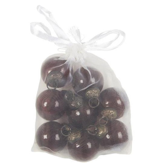 Pose m/ 8 stk. mini julekugler - Coral almond 8650-80 - Stillenat