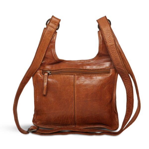 Pia Ries Crossbody cognac med lynlås i front