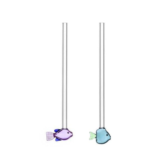 2 straw lilac & green fish + brush - Ichendorf