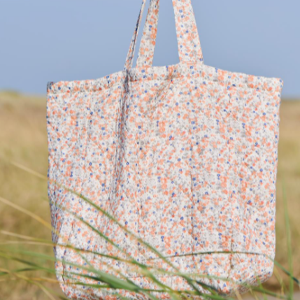 Quiltet taske - Orange blomster - Ib Laursen