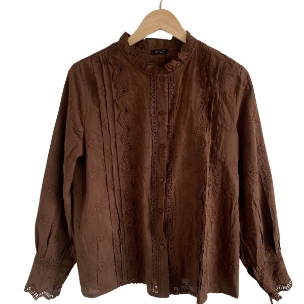 Lace skjorte - Marron - Qnuz