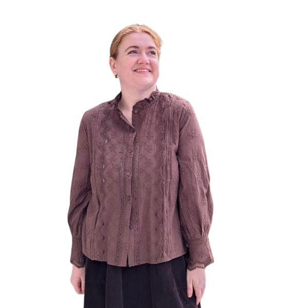 Lace skjorte - Marron - Qnuz