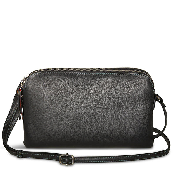 Pia Ries crossbody taske i sort kalveskind og tropical detaljer