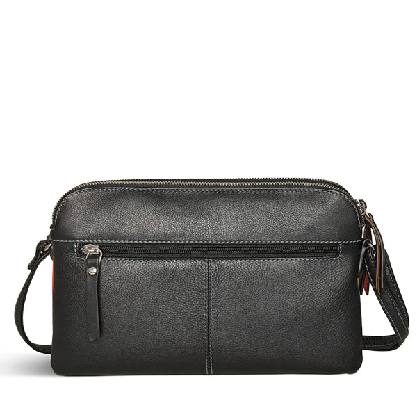 Pia Ries crossbody taske i sort kalveskind og tropical detaljer
